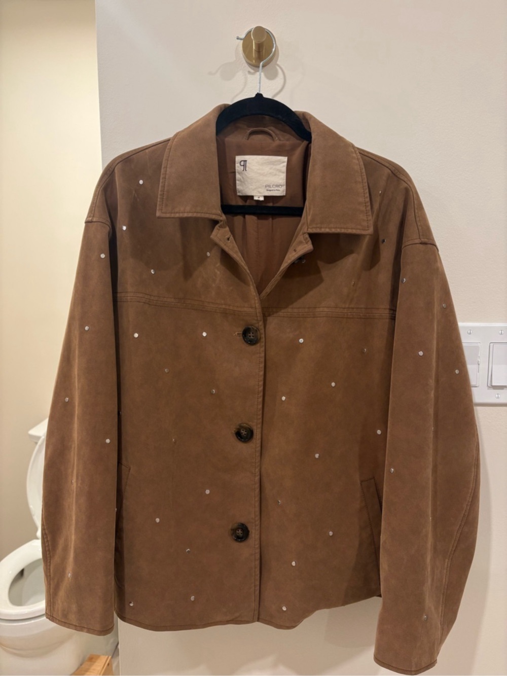 Anthropologie Pilcro Studded Brown Suede Jacket | Like New Size Medoum